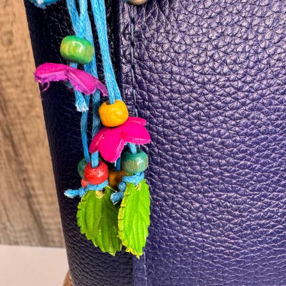 Leather Flower Purse Charm Genuine Leather Bag Charm NEW FAST SHIP - Picture 4 of 7